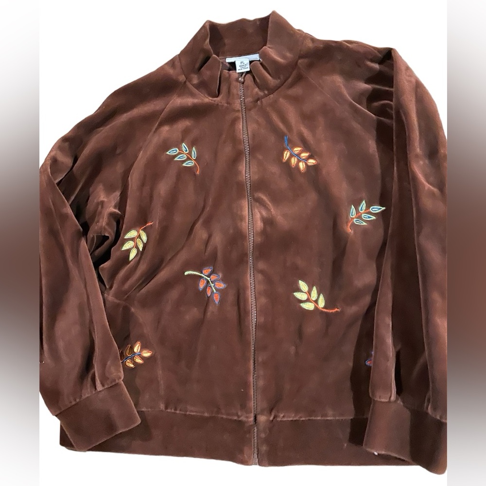 The Tog Shop Velour Velor Petite Large Leaf Jacket